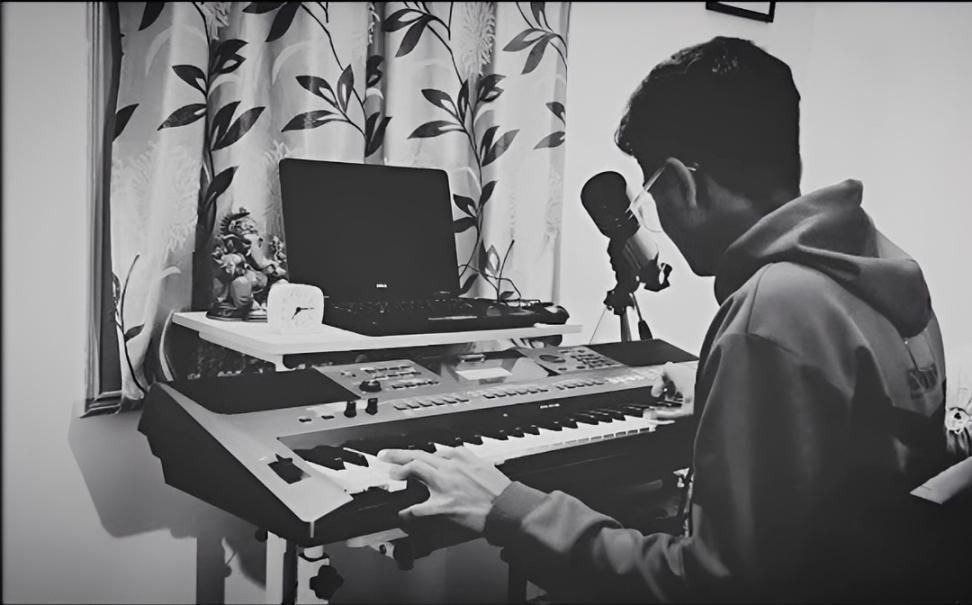 Music production studio setup