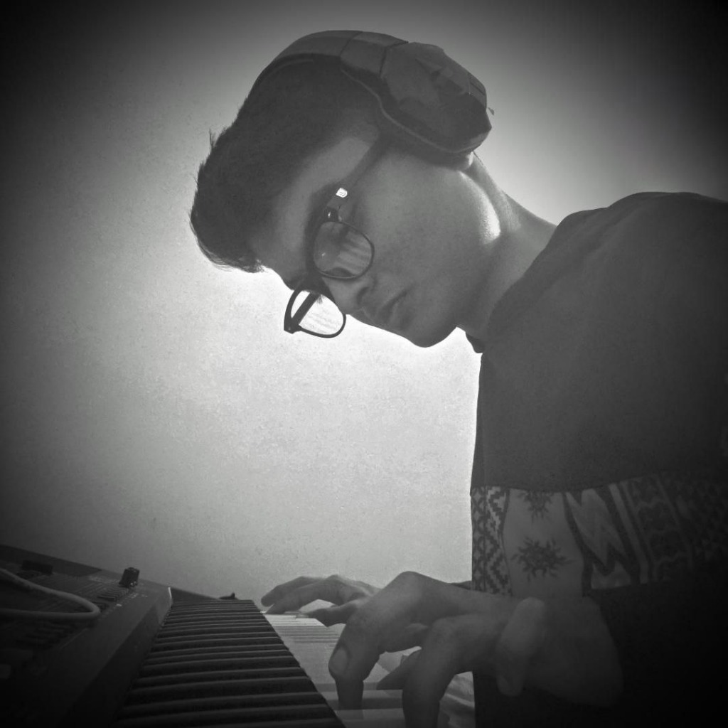 Playing keyboard close-up