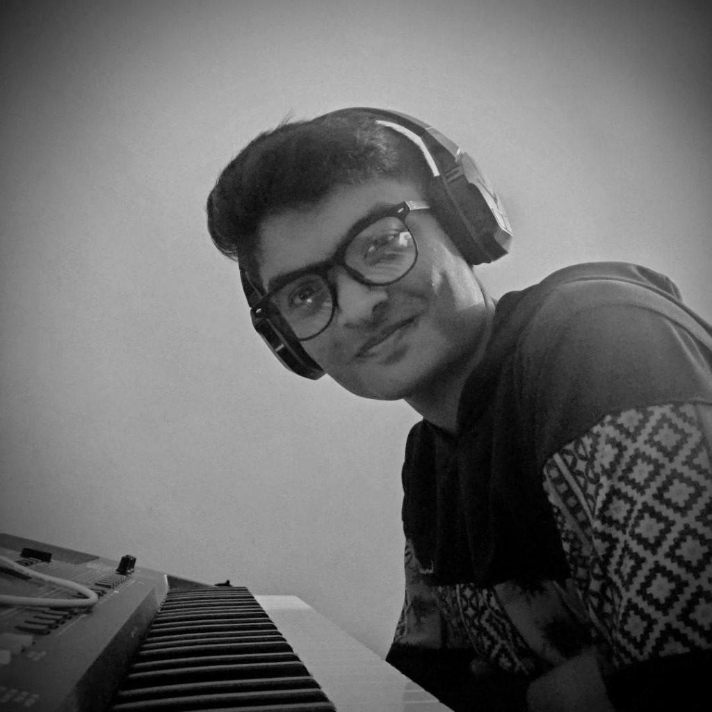 Headphones at keyboard